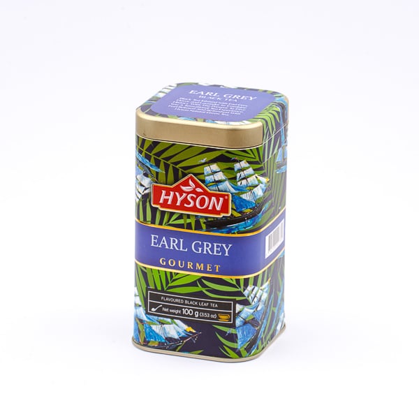 Prémiový cejlónsky sypaný čierny čaj ochutený 100g v plechovke HYSON Earl Grey