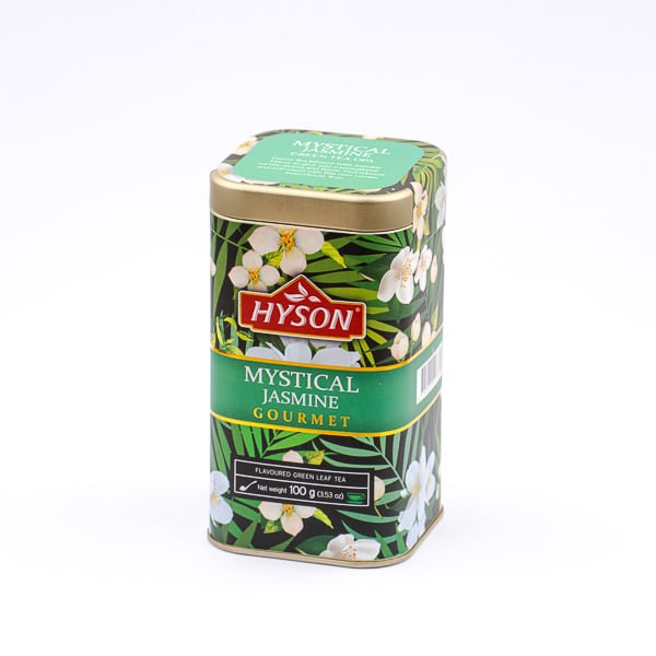 Prémiový cejlónsky sypaný zelený čaj ochutený 100g v plechovke HYSON Mystical Jasmine