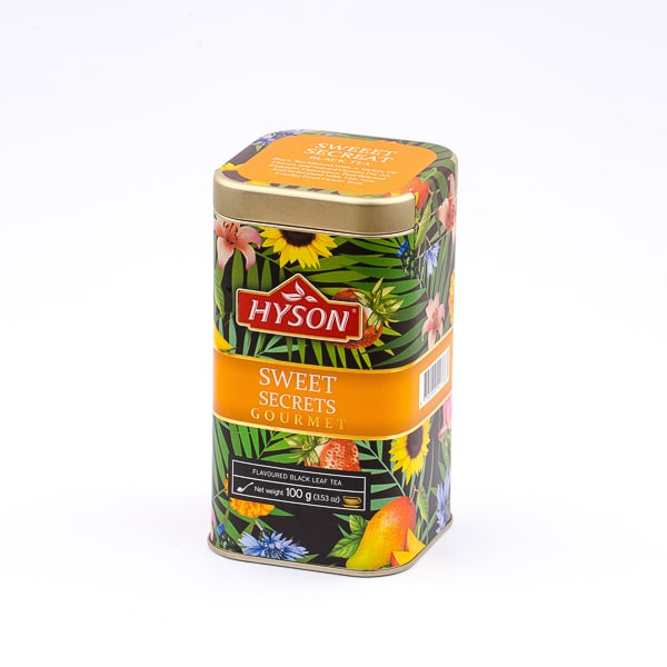 Prémiový cejlónsky sypaný čierny čaj ochutený 100g v plechovke HYSON Sweet Secrets