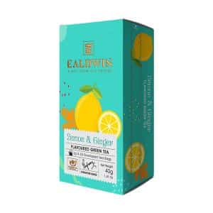 Exkluzívny ochutený pravý cejlónsky zelený čaj Lemon & Ginger od značky EALDWIN.