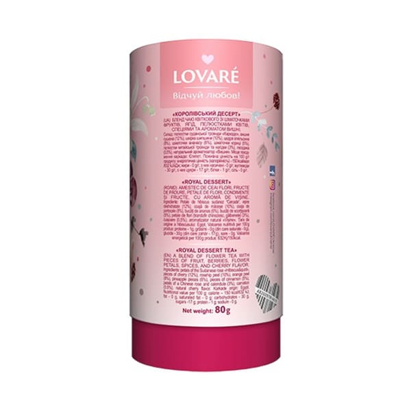 Prémiový sypaný ovocný čaj LOVARÉ Royal Dessert 80g