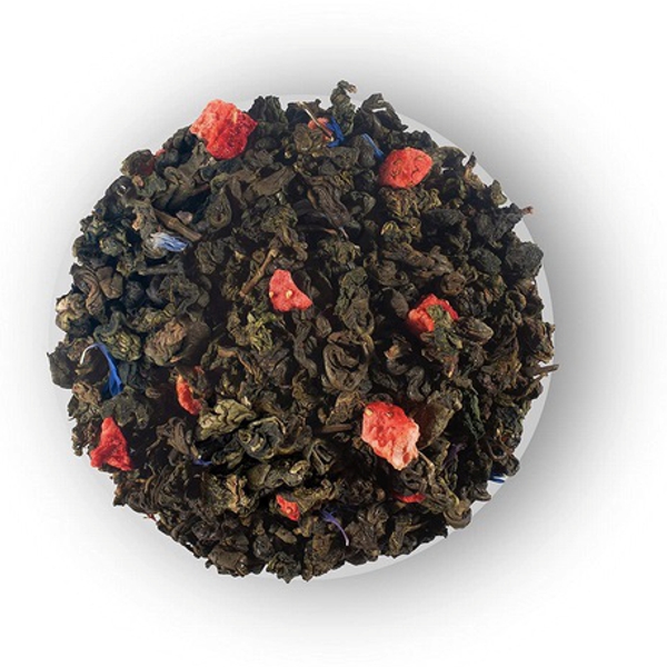 Zelený ochutený sypaný čaj Lovaré Strawberry Marshmallow, 80g