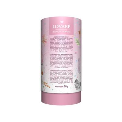 Zelený ochutený sypaný čaj Lovaré Strawberry Marshmallow, 80g