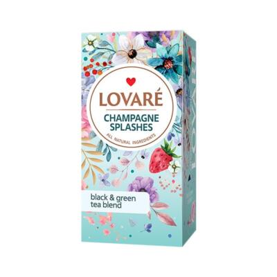 LOVARÉ Champagne Splashes, čierny a zelený čaj s príchuťou 48g (24 porcií)