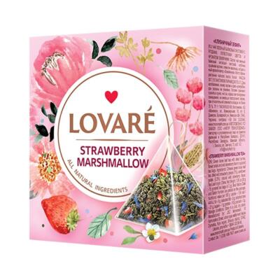 LOVARÉ Strawberry Marshmallow, zelený čaj s príchuťou 30g (15 pyramíd)
