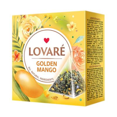 LOVARÉ Golden Mango, zelený čaj s príchuťou 30g (15 pyramíd)