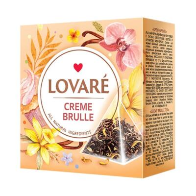 LOVARÉ Creme Brulee, čierny čaj s príchuťou 30g (15 pyramíd) – Obrázok 1