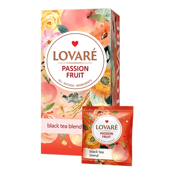 Prémiový čierny porciovaný čaj s príchuťou - LOVARÉ Passion Fruit