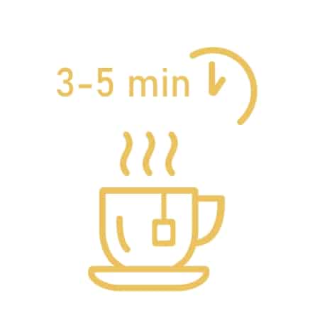 Príprava čaju, lúhovanie 3 až 5 minút.