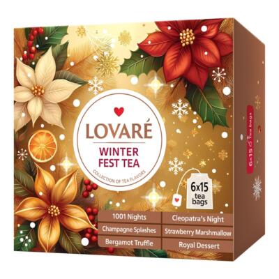 Vianočná kolekcia porciovaných čajov Lovare Winter Fest Tea, obsahuje 90 sáčkov čaju