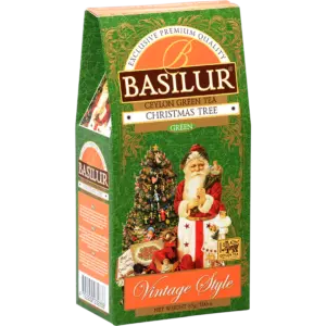 BASILUR Vintage Christmas Tree, zelený čaj ochutený, 85g (Papierová Krabička)