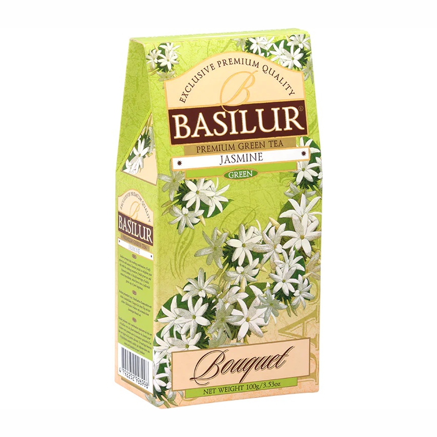 basilur-bouquet-jasmine-green-papier-100g-00 Cejlónsky zelený sypaný čaj s jazmínom - Basilur Bouquet Jasmine Green 100g.