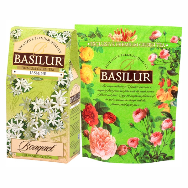 Cejlónsky zelený sypaný čaj s jazmínom - Basilur Bouquet Jasmine Green 100g.
