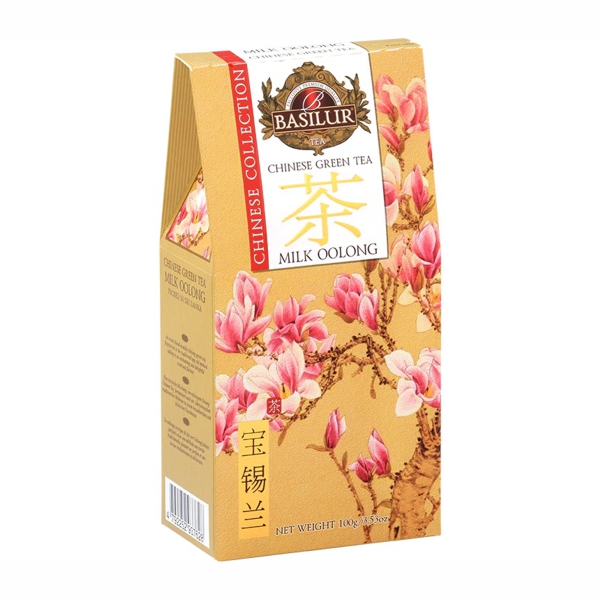 Prémiový sypaný čaj BASILUR Chinese Milk Oolong exkluzívnej kvality v papierovej krabičke.