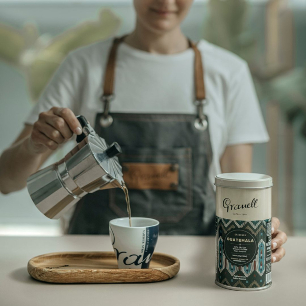 Mletá káva v plechovke čistého pôvodu - Granell Guatemala 200g, 100% arabica.