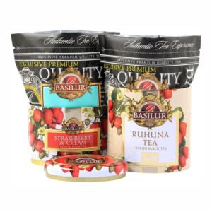 Elegantná dvojkombinácia sypaných čiernych čajov Basilur Strawberry & Ruhuna Black Ceylon Tea