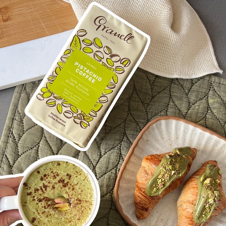 Ochutená mletá káva GRANELL Pistachio s príchuťou pistácie, 100% arabica.