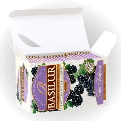 BASILUR Fruit Blackcurrant & Blackberry, ovocný čaj 45g (25x1,8g) – Obrázok 3