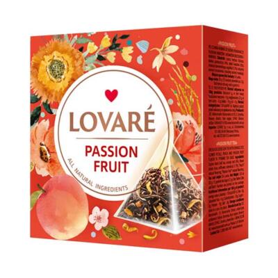 LOVARÉ Passion Fruit , čierny čaj s príchuťou 30g (15 pyramíd)