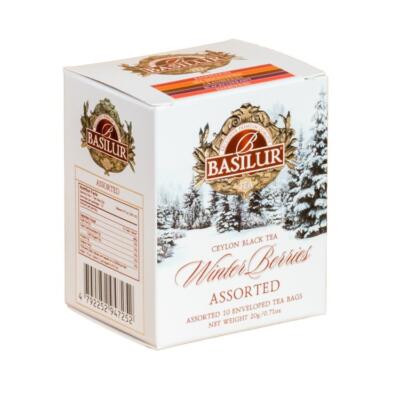 Vianočná kocka desiatich čajových sáčkov, Basilur Winter Berries Assorted