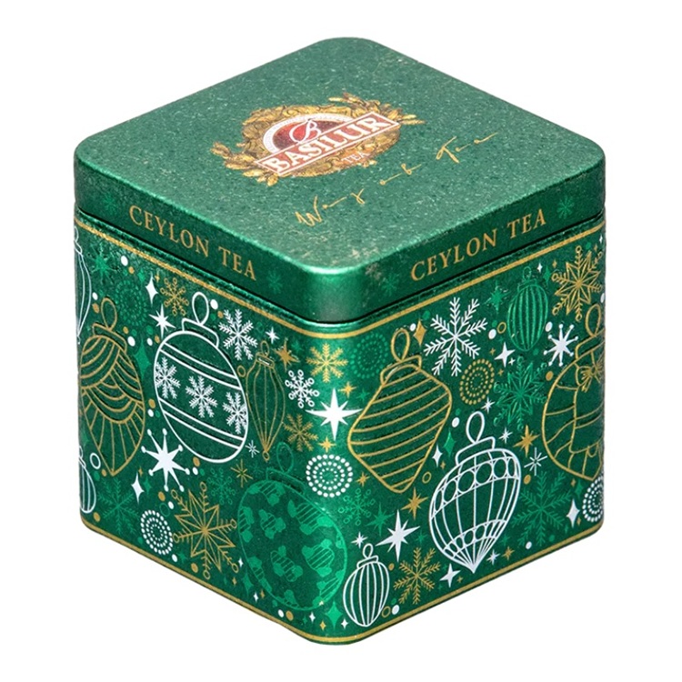 Vianočná plechovka s ochuteným zeleným sypaným čajom 40g, Basilur Mini Treats Gift of Joy
