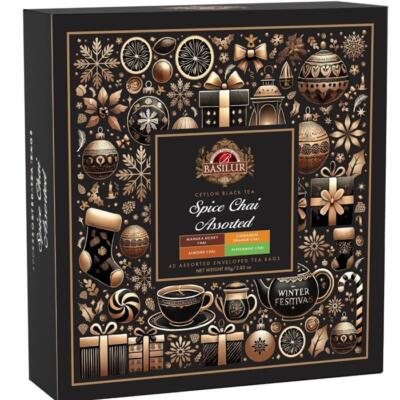 Vianočná kolekcia porciovaných čajov Spice Chai Assorted, 4 príchute x 10 vreciek
