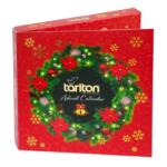 Tarlton Adventný Čajový Kalendár ktorý obsahuje 24 pyramídových vrecúšok s mixom príchutí.