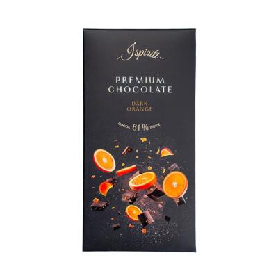 ISPIRITI Horká čokoláda 61% s kúskami pomaranča, 80g