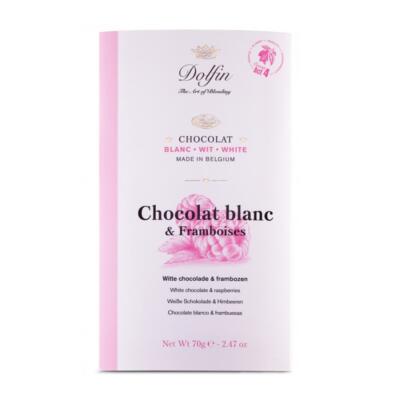 DOLFIN Biela čokoláda s malinami 70g