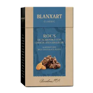 BLANXART Rocs Con Leche mandľové chrumky v mliečnej čokoláde 100 g