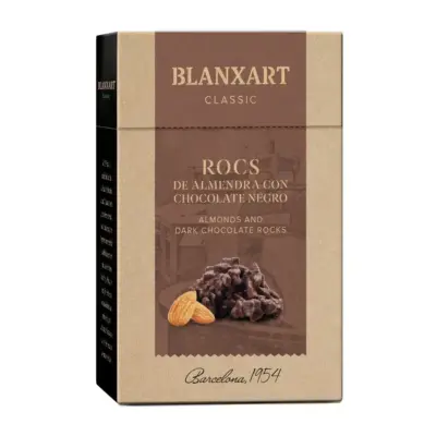 BLANXART Rocs Negro mandľové chrumky v horkej čokoláde 100 g