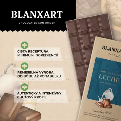 BLANXART Mliečna čokoláda 43%, 75g – Obrázok 4