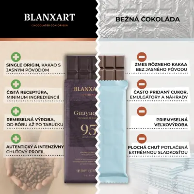 BLANXART Horká čokoláda GUAYAQUIL 95%, 75g – Obrázok 4