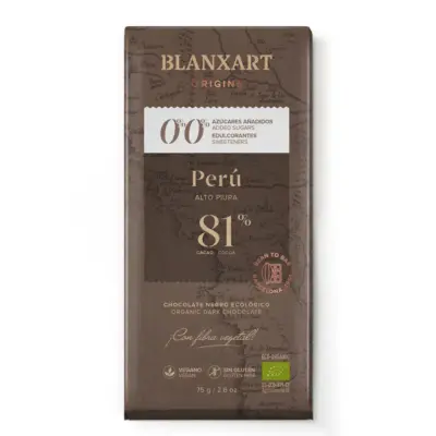 BLANXART Horká čokoláda PERÚ 81% bez cukru 75g
