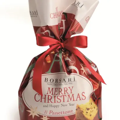 BORSARI Panettone s hrozienkami a kandizovaným ovocím “Merry Christmas” 750g