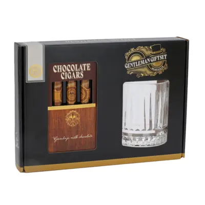 BECKY´S Pohár na whisky s čokoládovými cigarami 75g