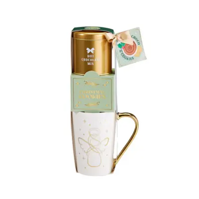 BECKY´S Soft Wishes Darčekový set s pohárom, horúcou čokoládou a sušienkami, ANJEL 50g