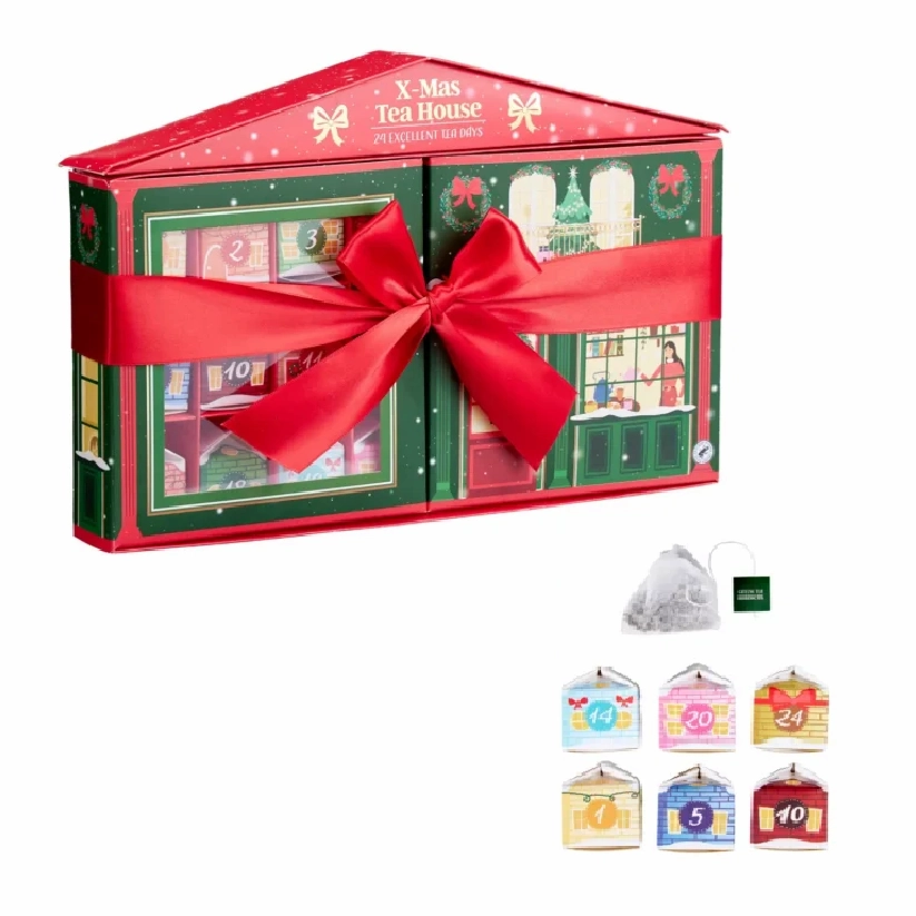 Krásny adventný kalendár naplnený 24. štýlovými vianočnými domčekmi, ktoré ukrývajú vynikajúce čaje.