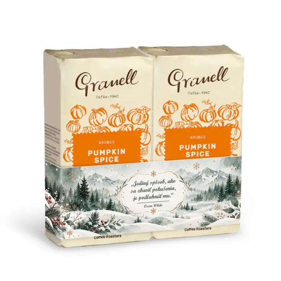 duo-granel-pumkin-spice-ochutena-mleta-kava-250g-00 DUO Granell Pumpkin Spice Coffee, mletá ochutená káva s príchuťou tekvicového korenia, 100% arabica, 2x250g.