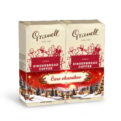 DUO Granell Gingerbread Coffee mletá ochutená káva 250g s príchuťou vianočného perníka, 100% arabica, 2x250g.